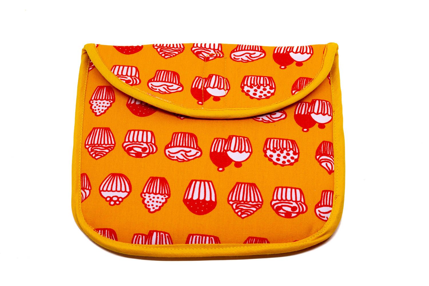 Porta bocadillos reutilizable de algodón con estampado Porta bocadillos reutilizable cerrado con solapa