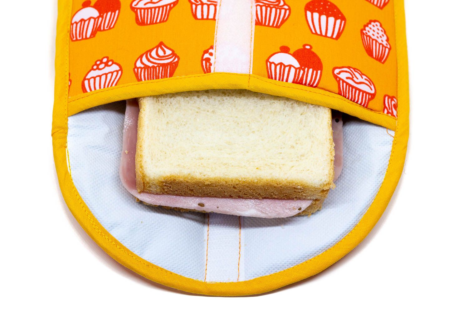 Porta bocadillos reutilizable de algodón con estampado Interior plastificado apto para uso alimentario del porta bocadillos
