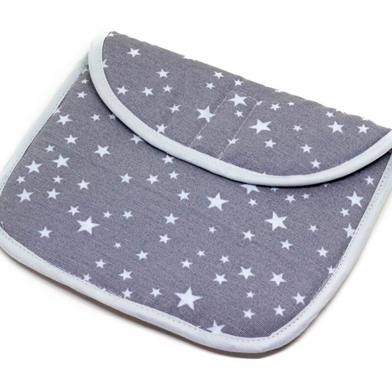 Porta sándwich reutilizable de algodón gris con estrellas blancas