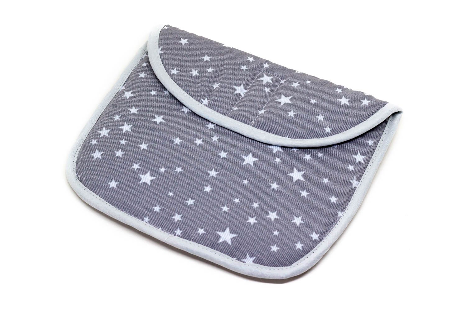 Porta sándwich reutilizable de algodón gris con estrellas blancas Porta sándwich reutilizable de algodón gris con estrellas blancas