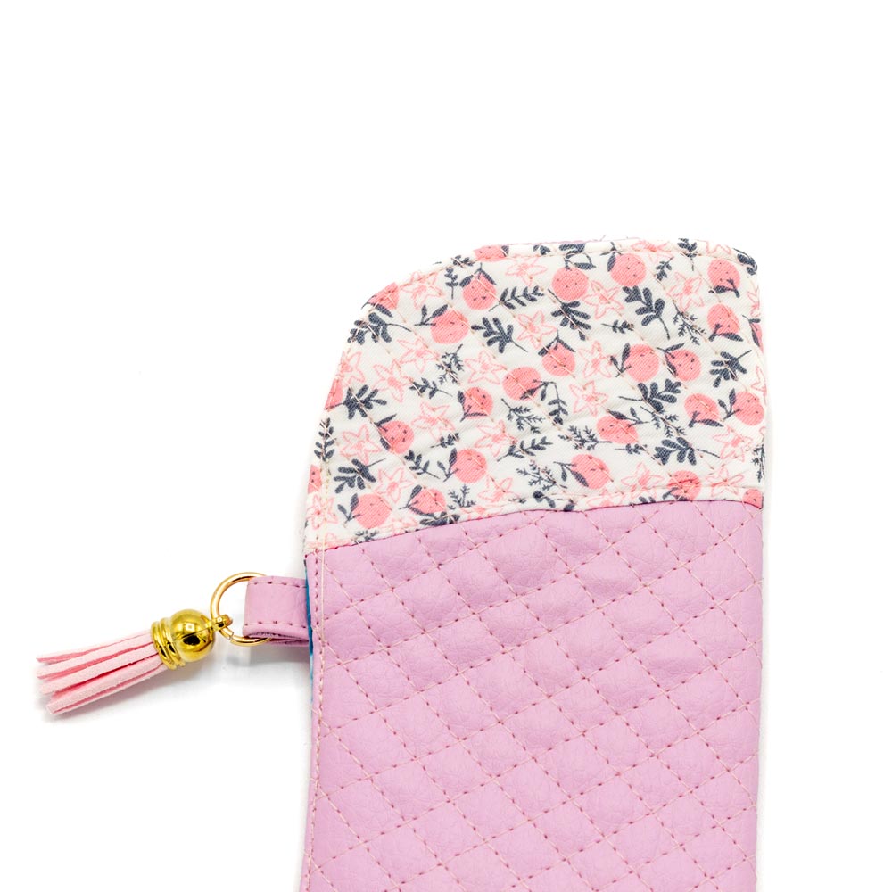 Funda de flores y polipiel rosa Funda multiusos hecha a mano