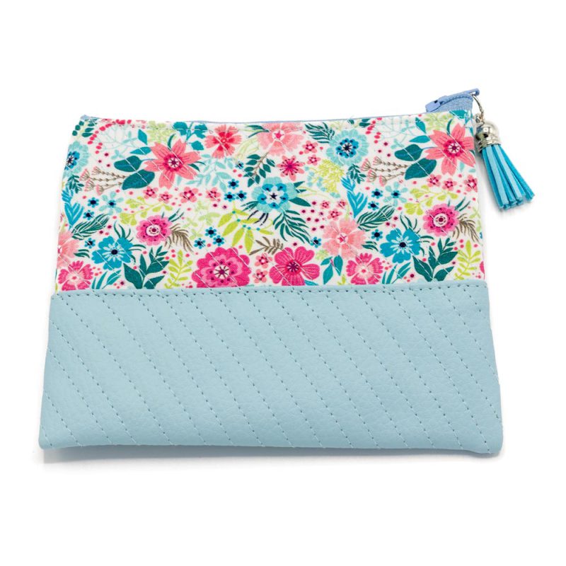 Neceser de Flores y polipiel celeste