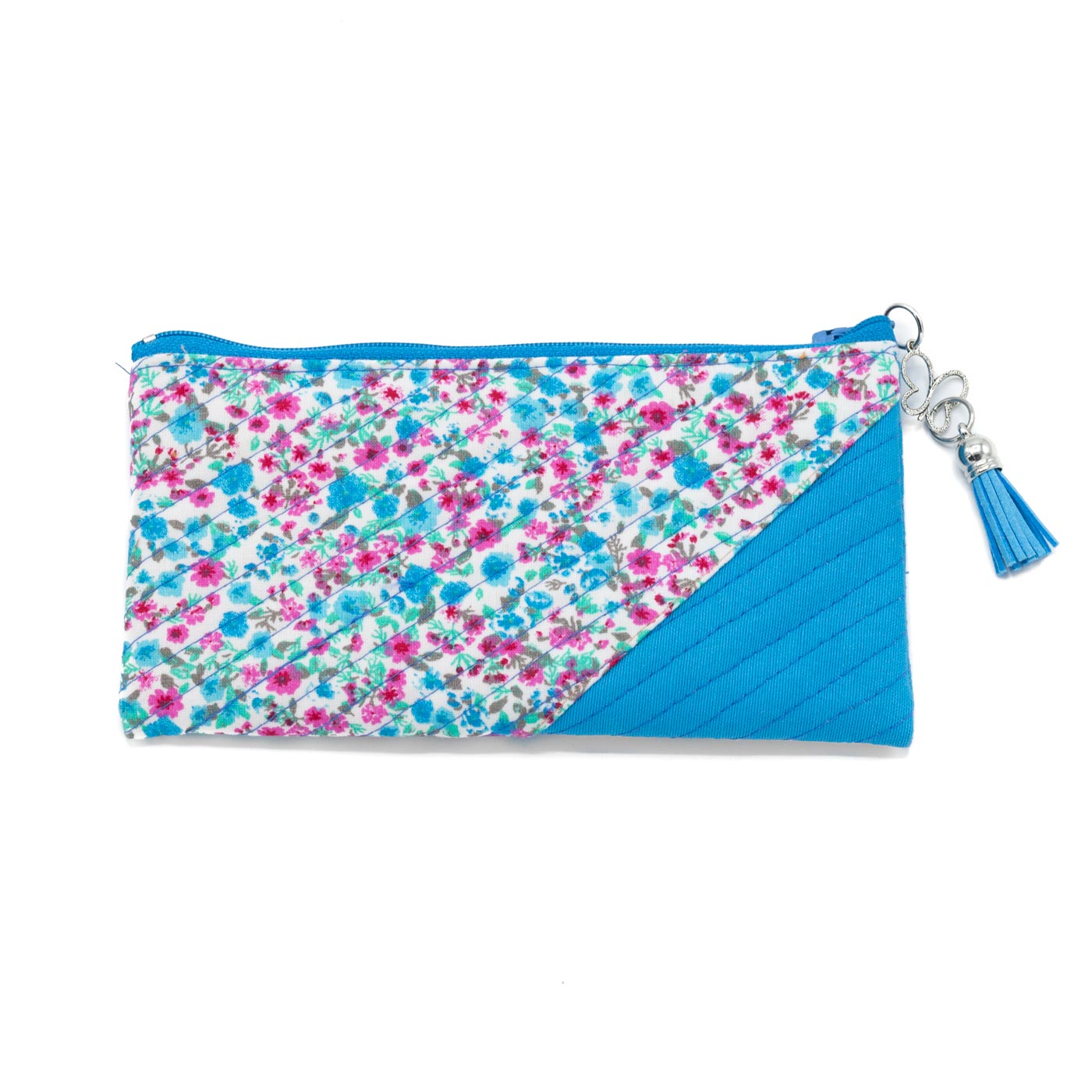 Cartera artesanal de algodón estampado con flores Cartera artesanal de algodón estampado con flores