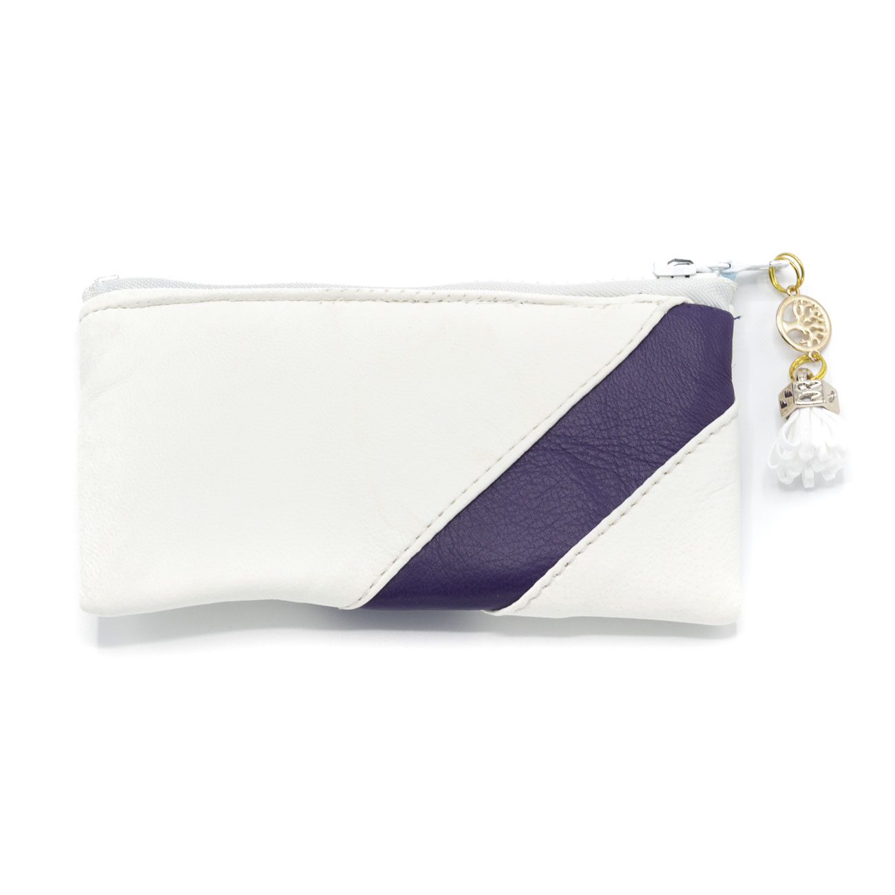 Cartera de piel blanca con banda azul Cartera de piel blanca con banda azul - Imagen 2