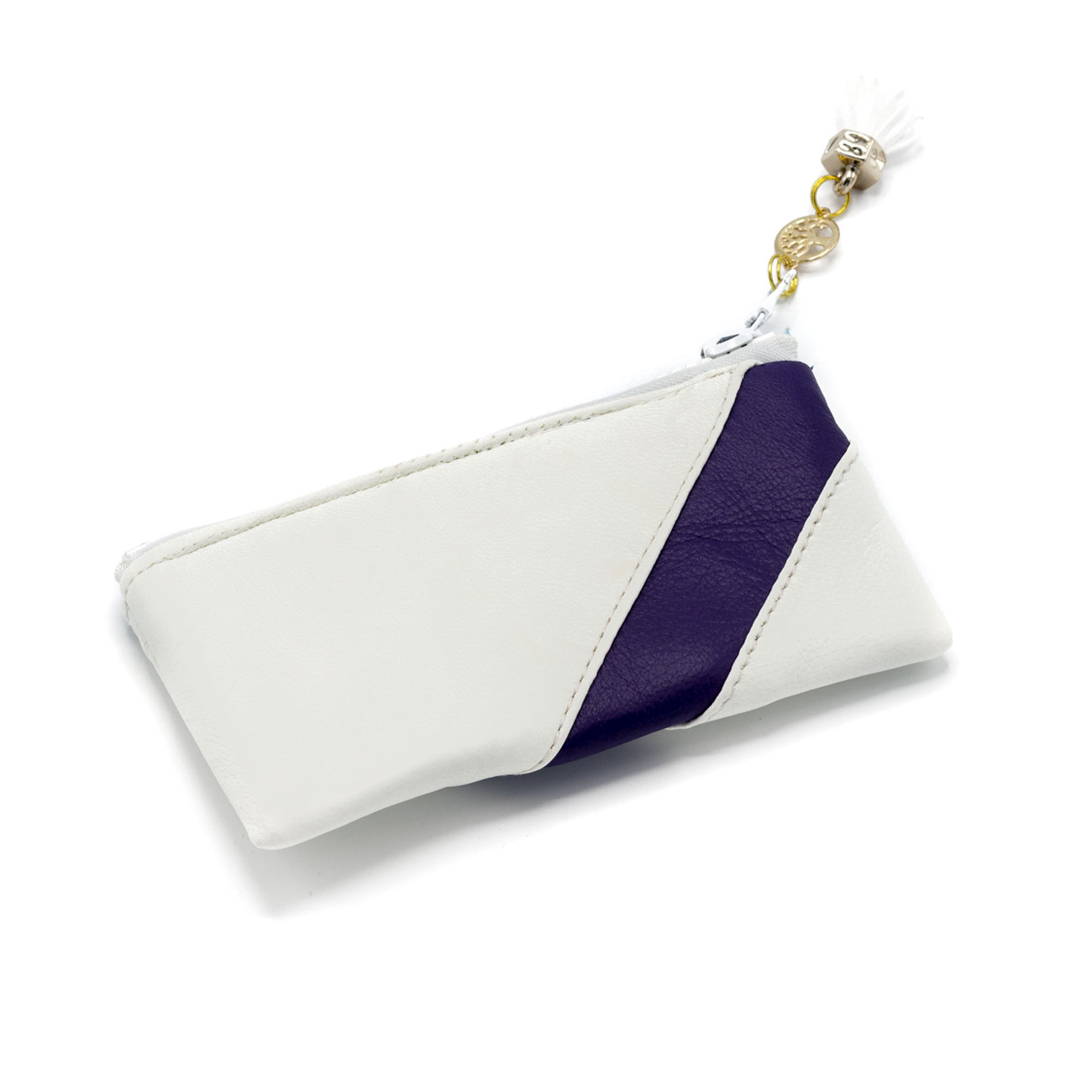 Cartera de piel blanca con banda azul Cartera de piel blanca con banda azul - Imagen 5