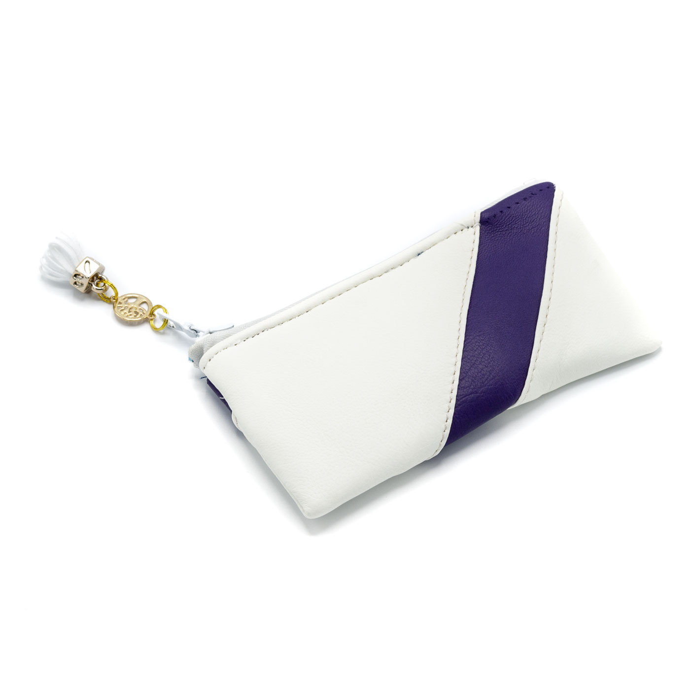 Cartera de piel blanca con banda azul Cartera de piel blanca con banda azul - Imagen 4