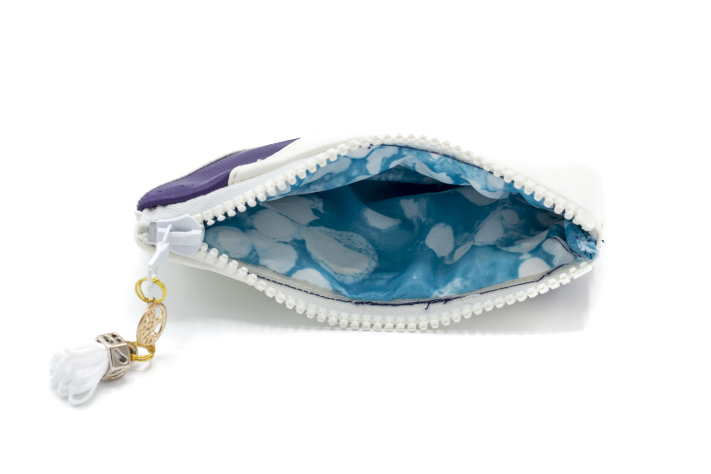 Cartera de piel blanca con banda azul Cartera de piel blanca con banda azul - Imagen 3